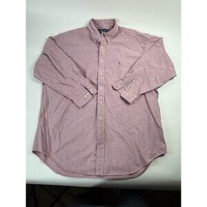 Vintage Polo by Ralph Lauren slim fit pink shirt size 17.5 100% Oxford Cotton